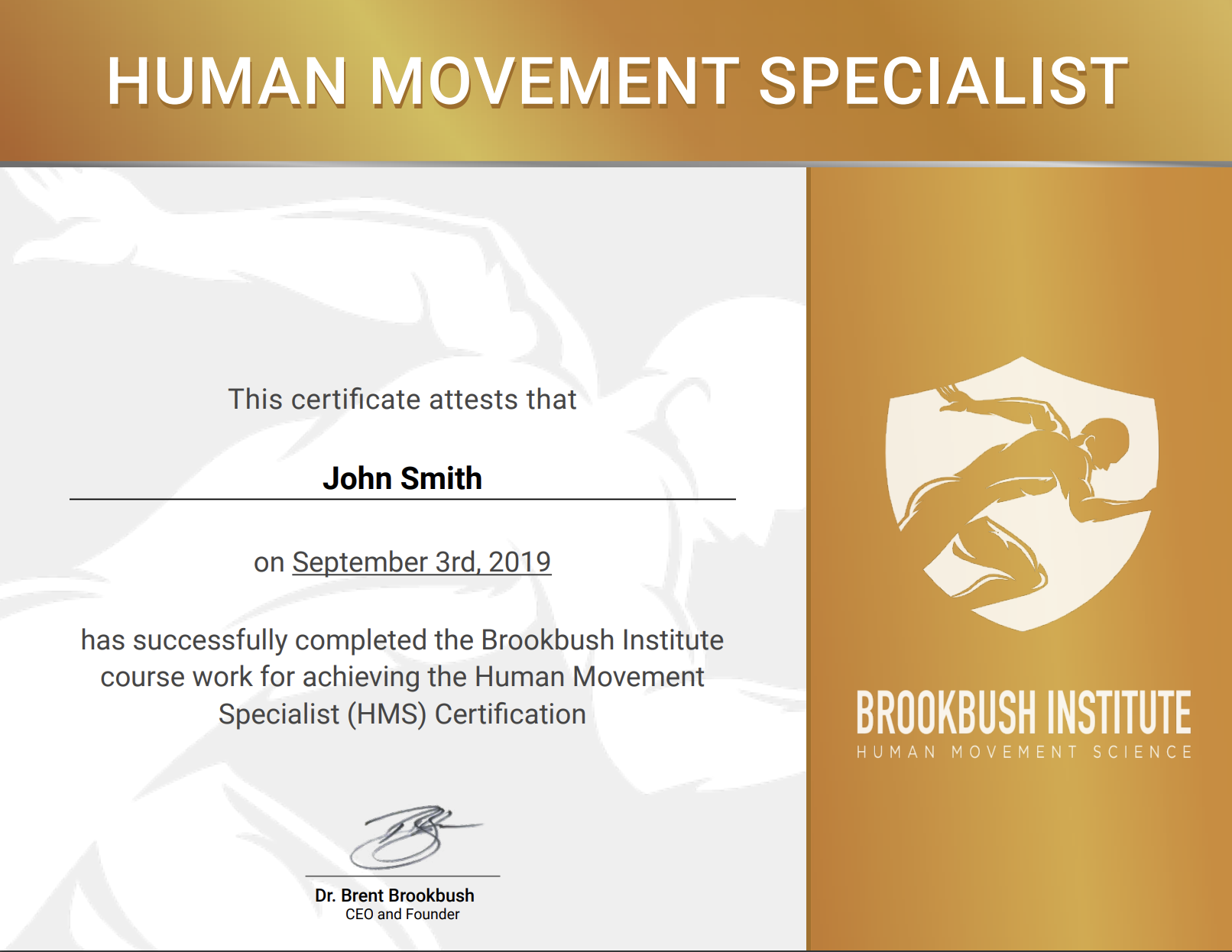 Example of a Human Movement Specialist certification