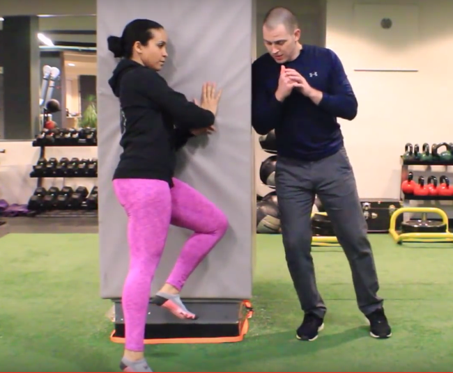 Dr. Brookbush demonstrates and cues a client for an advanced progression of tibialis posterior activation.