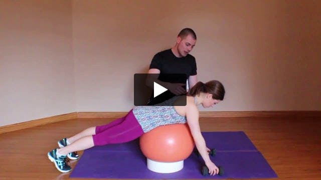 Prone Stability Ball Row to Triceps Extension